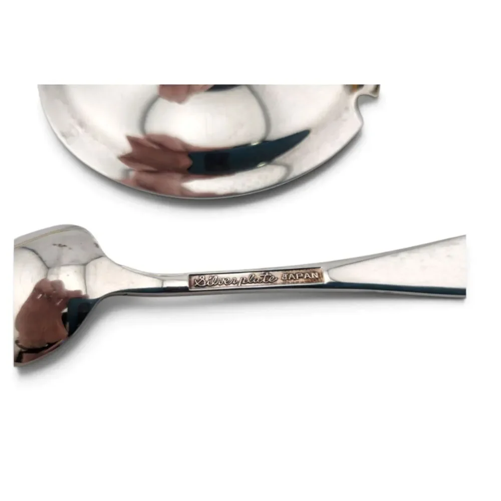 Vintage Silverplate Japan Condiment Spoon & Small Notched Lid Serving Pieces